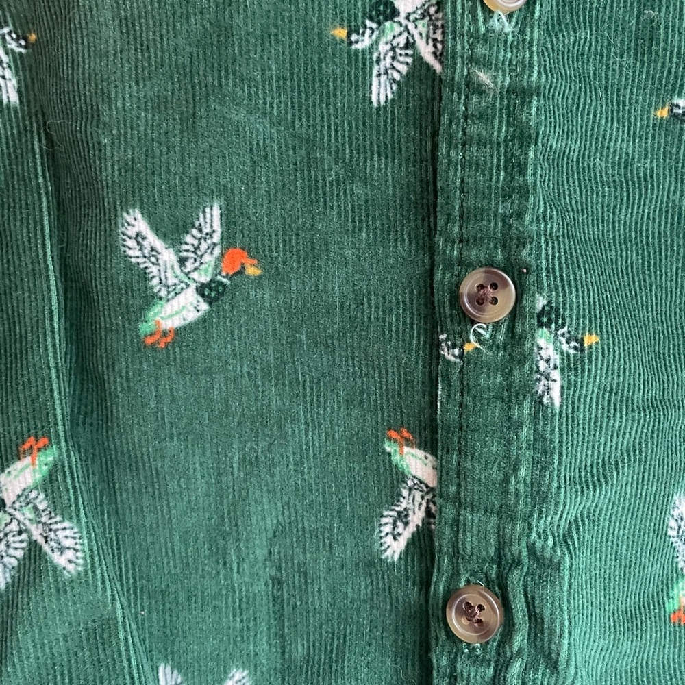 Old Navy Green Corduroy Button-Up with Duck Motif
